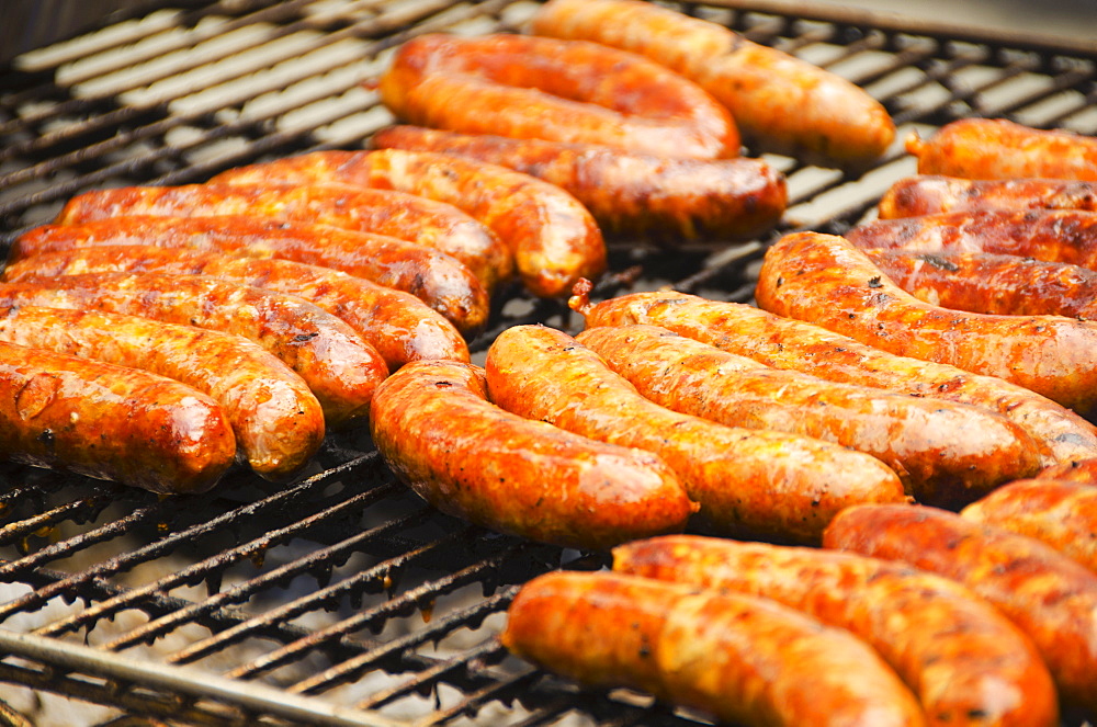 Sausages on barbeque