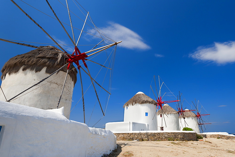 Greece, Cyclades Islands, Mykonos, Old windmills