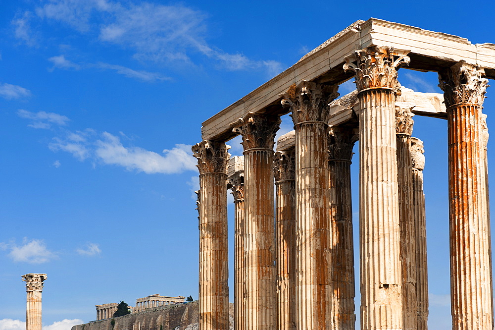 Greece, Athens, Corinthian columns of Temple of Olympian Zeus