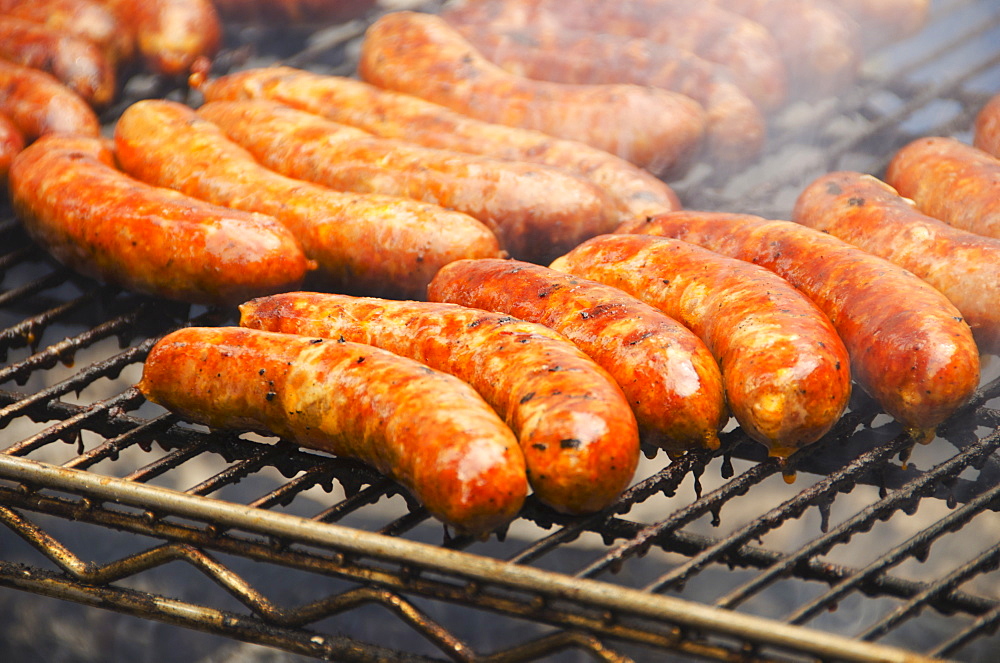 Sausages on barbeque