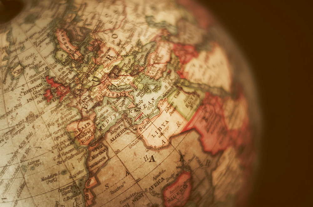 Close-up of antique globe