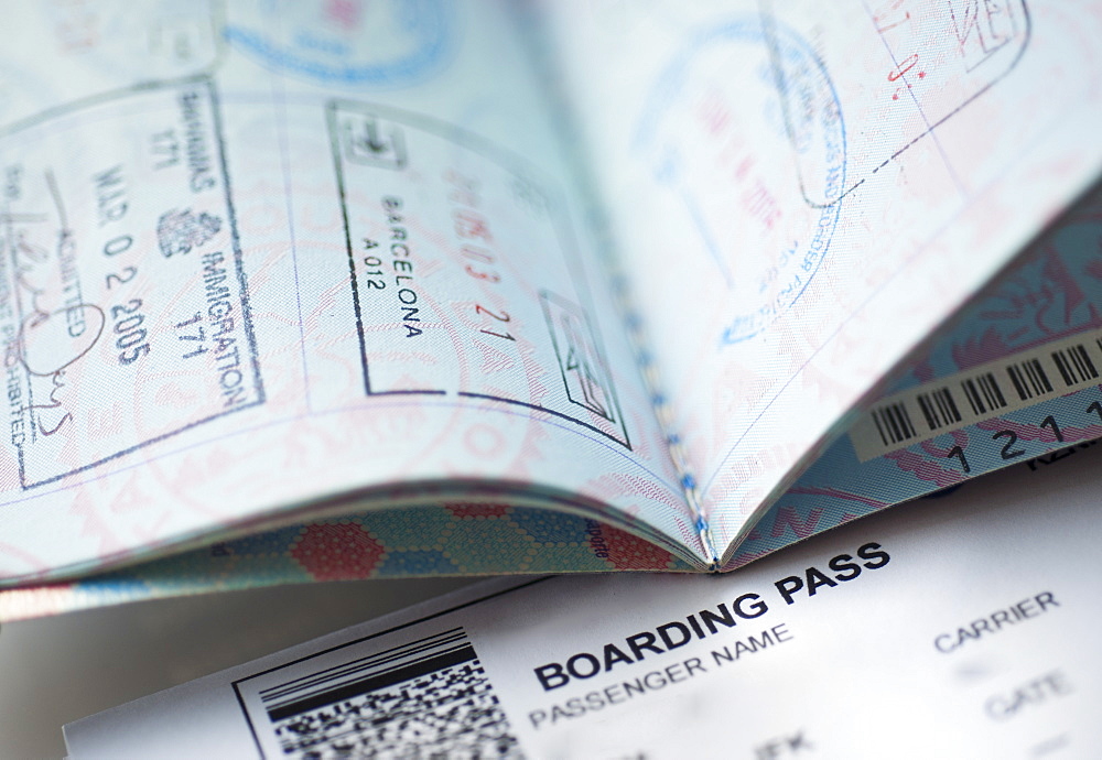 Passport with boarding pass inside