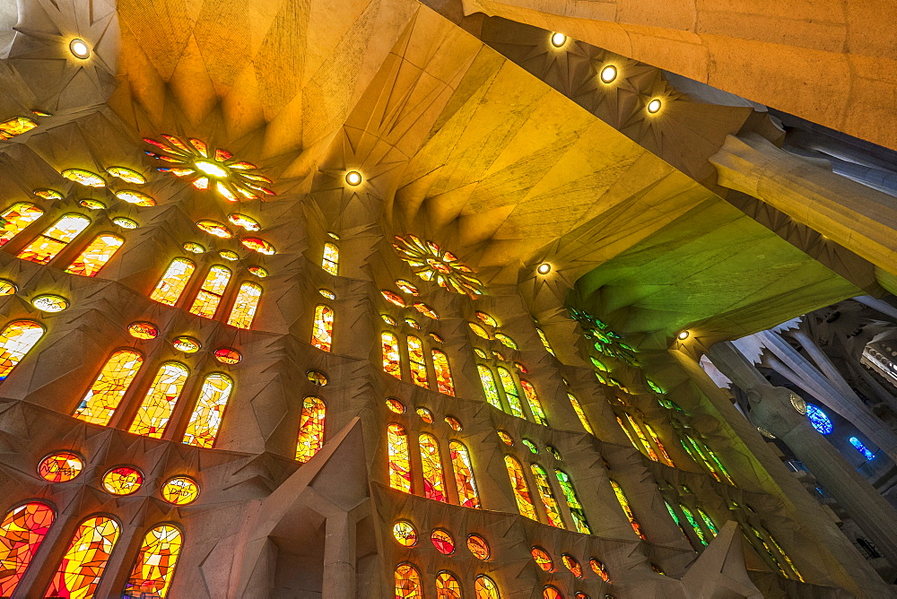 Sagrada Familia church interior, Barcelona, Spain