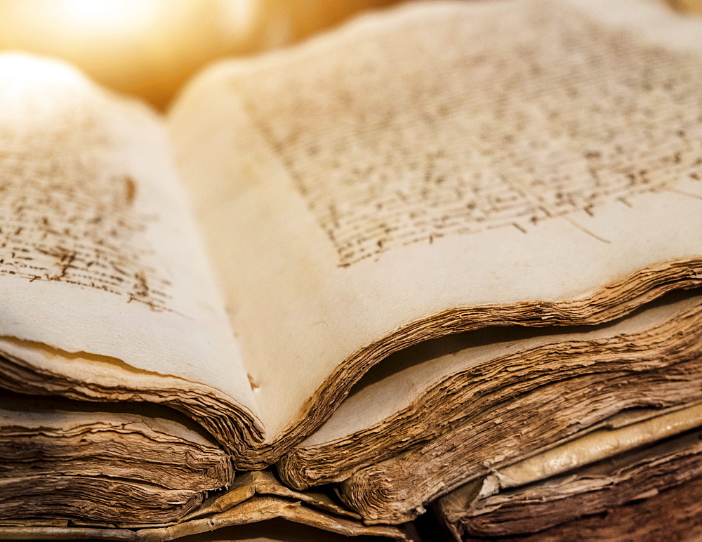 Library in monastery, Ancient manuscript, Valencia, Spain