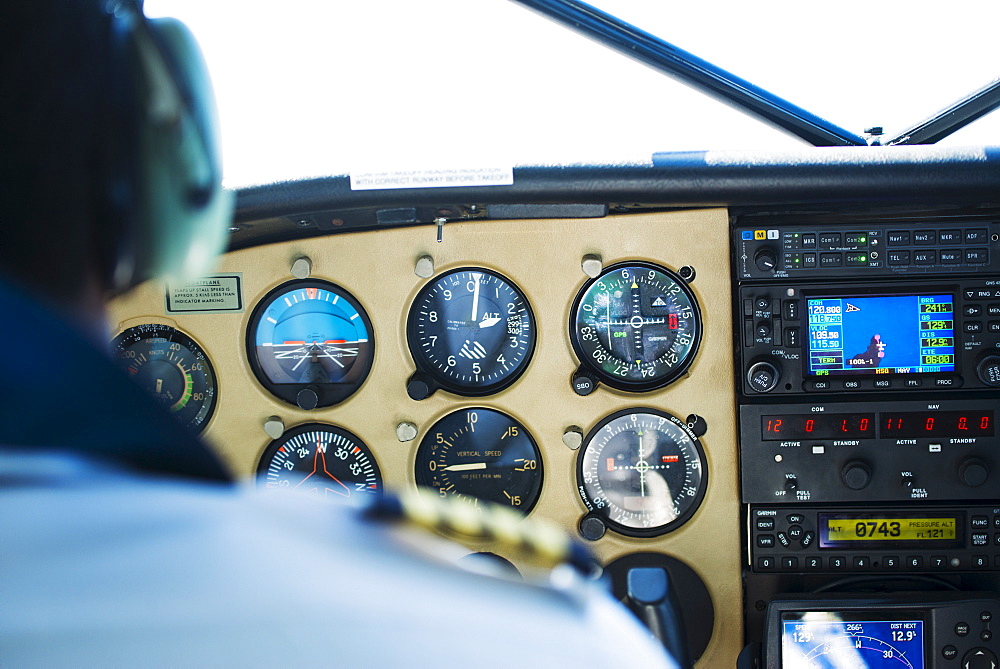 Close up of airplane cockpit