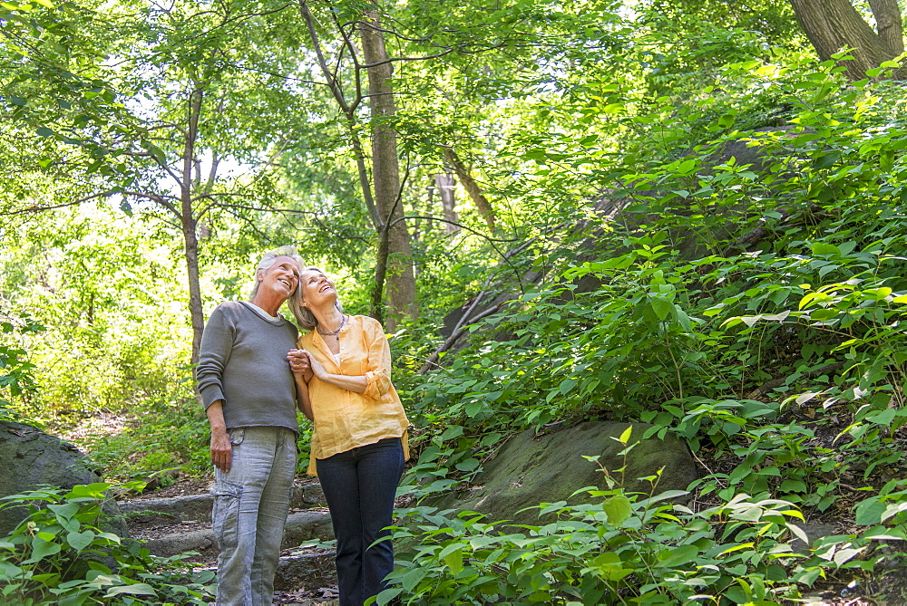 Senior couple relaxing in park, Central Park, New York City