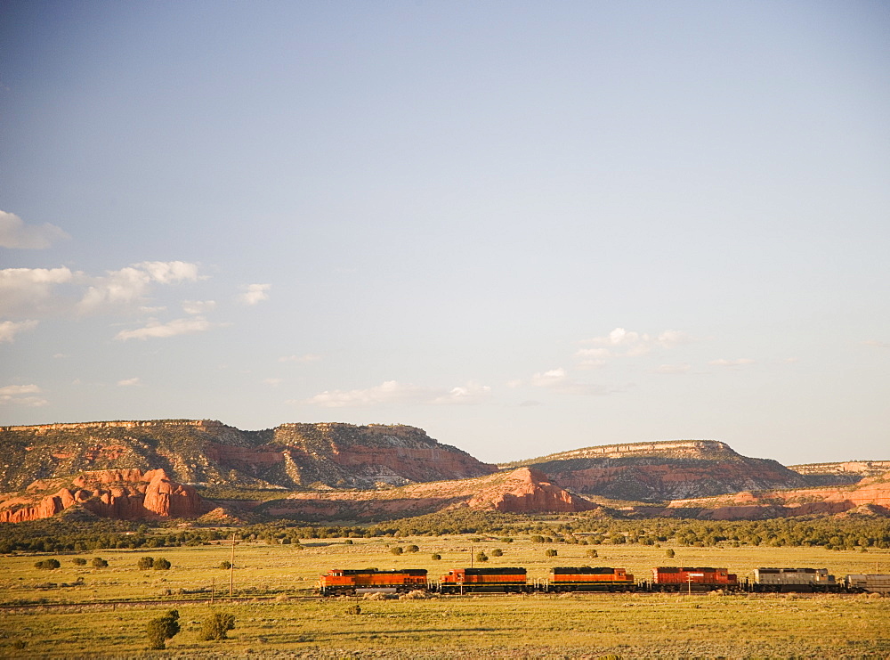 Train passing through New Mexico USA