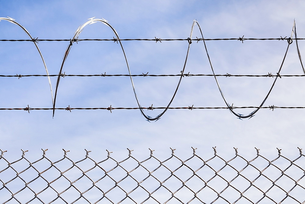 Low angle view of chainlink fence