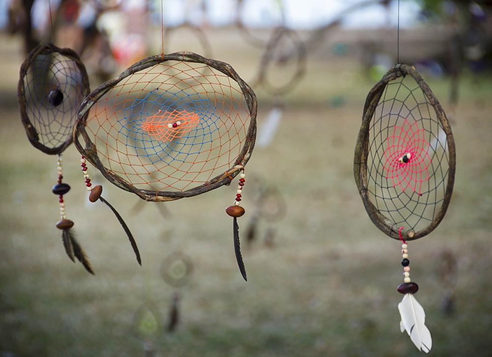 Brazil, Bahia, Trancoso, Dream catchers hanging