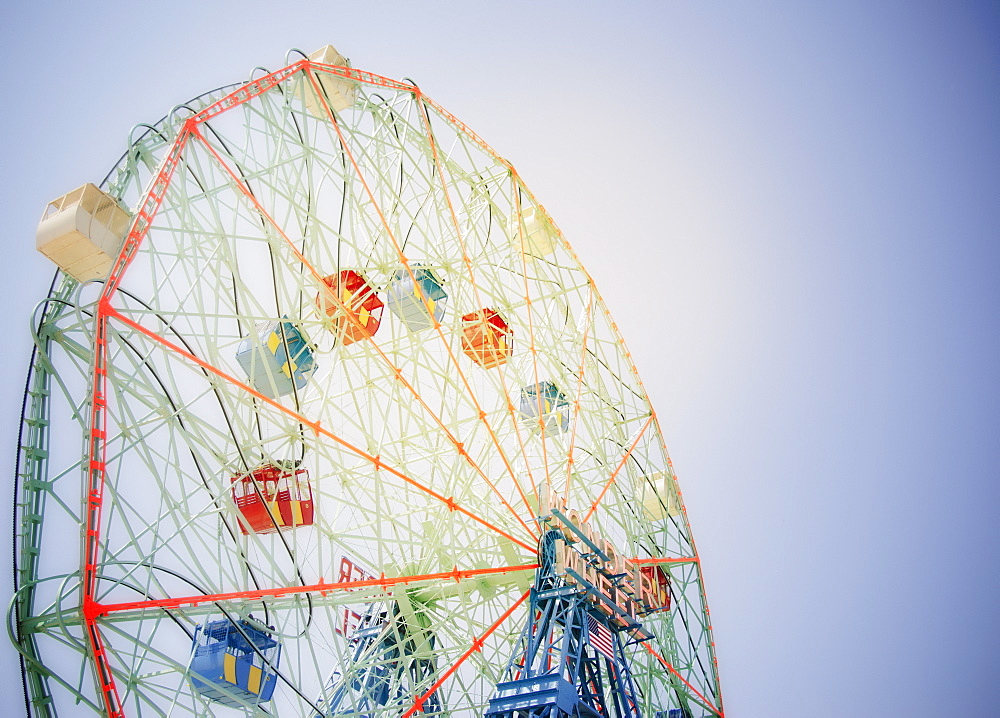 Ferris wheel in amusement park, USA, New York State, New York City, Brooklyn, Coney Island