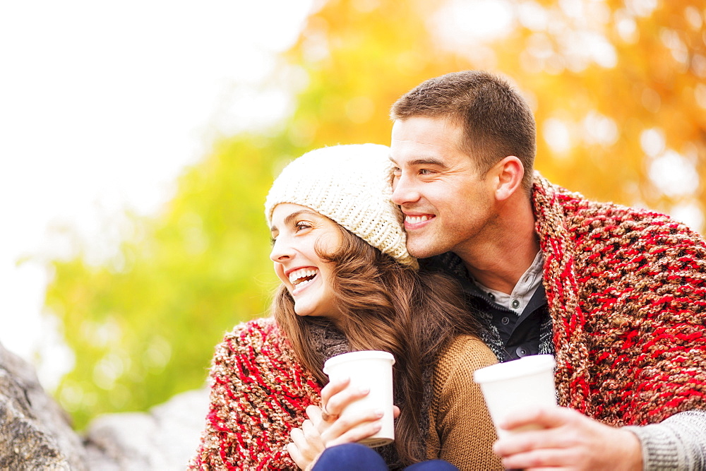 Portrait of couple in Central Park, USA, New York State, New York City