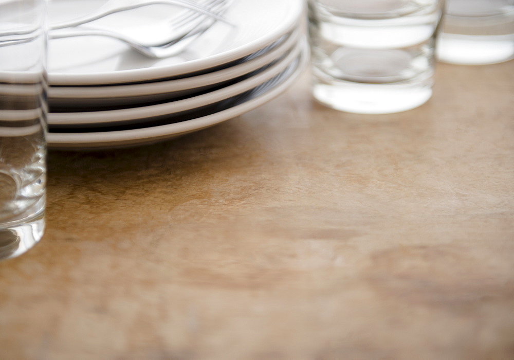 Studio shot of tableware and glasses