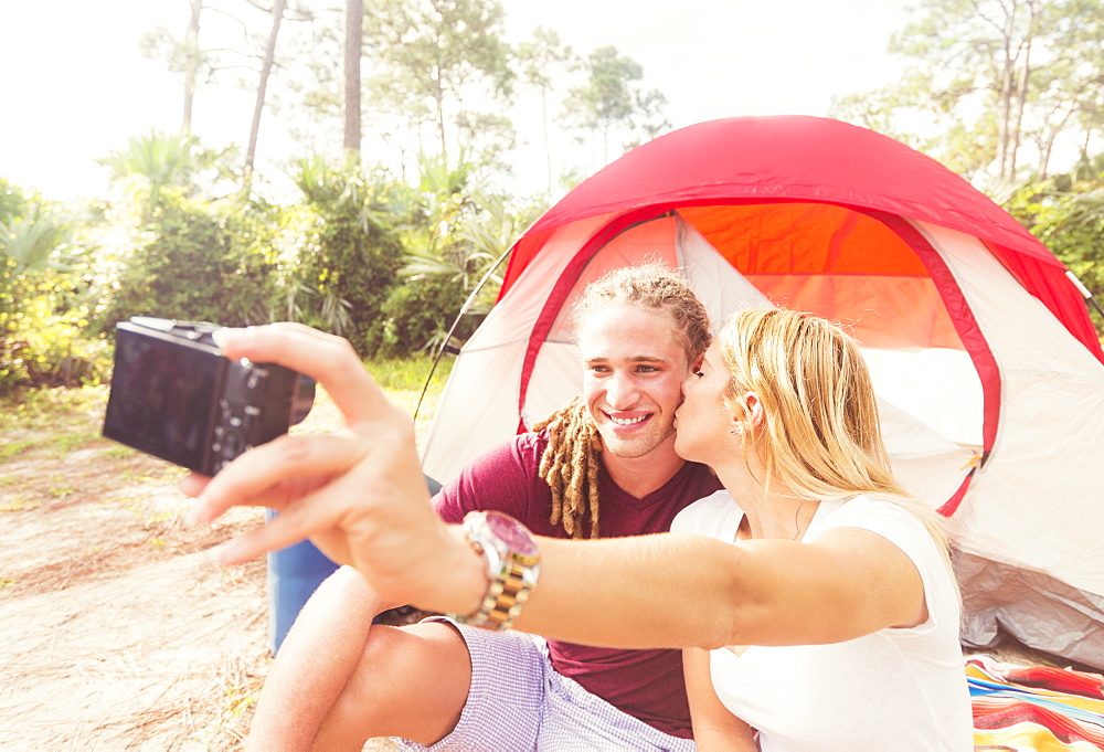 Couple taking selfie, Tequesta, Florida