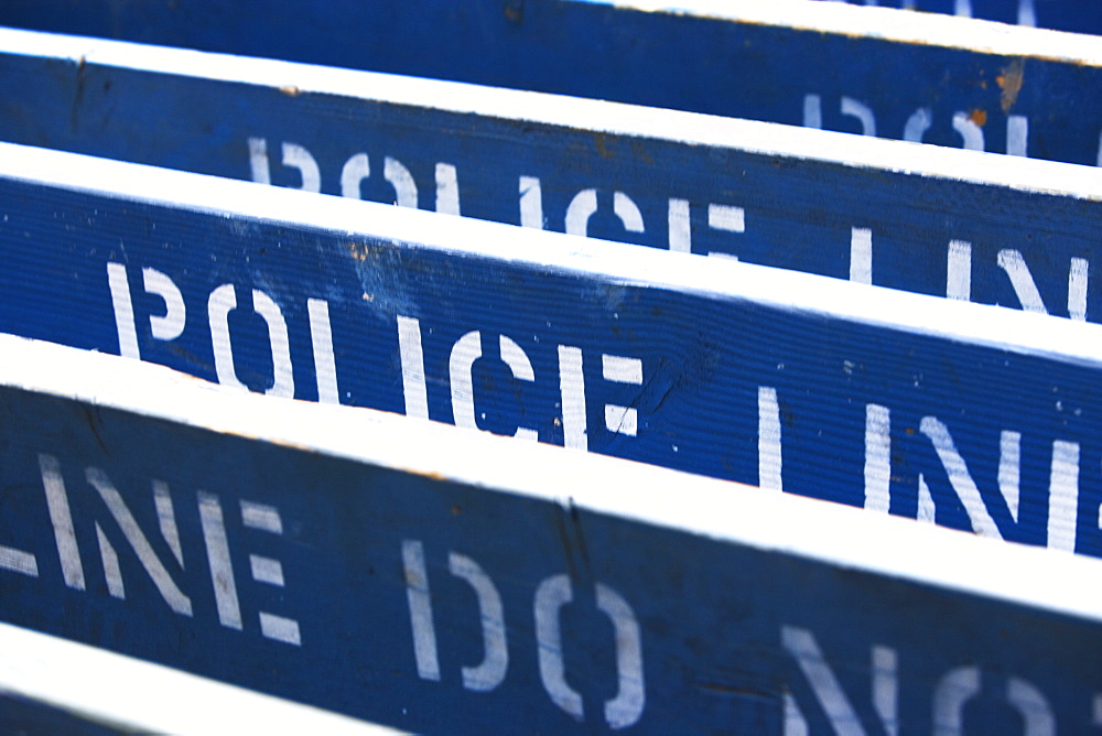 Row of Police Line barriers