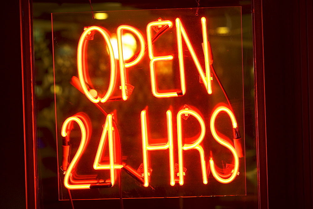 Neon Open sign in window