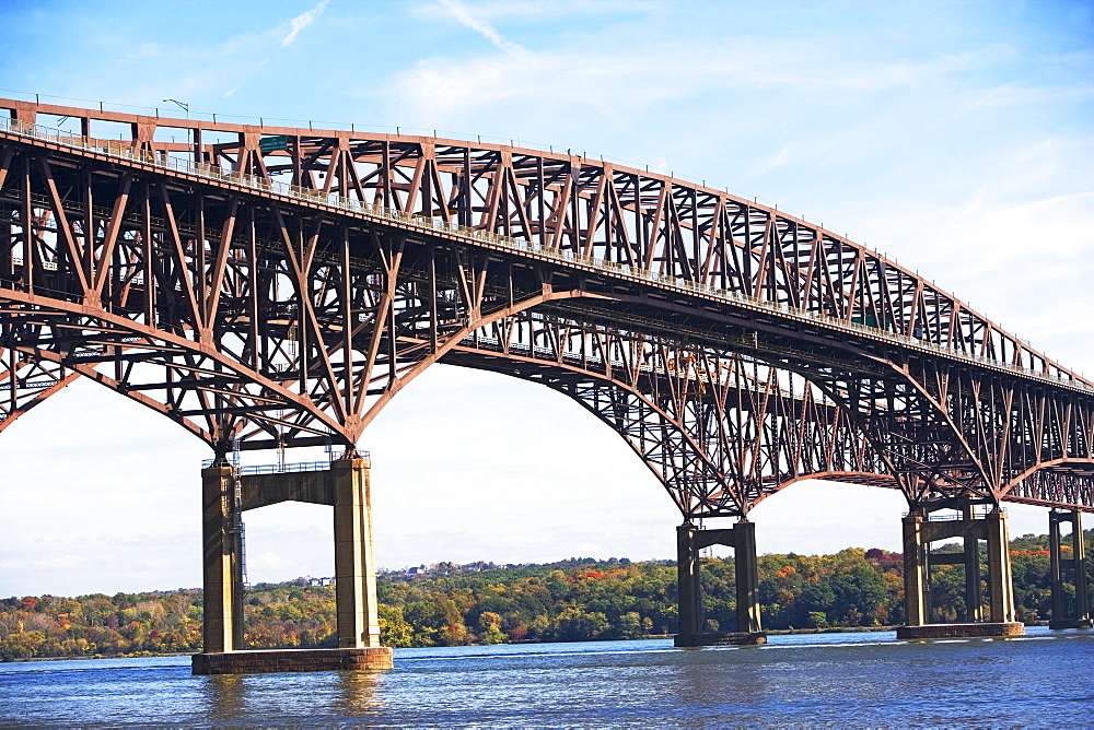 Arch bridge spanning Hudson River, Newburgh, New York