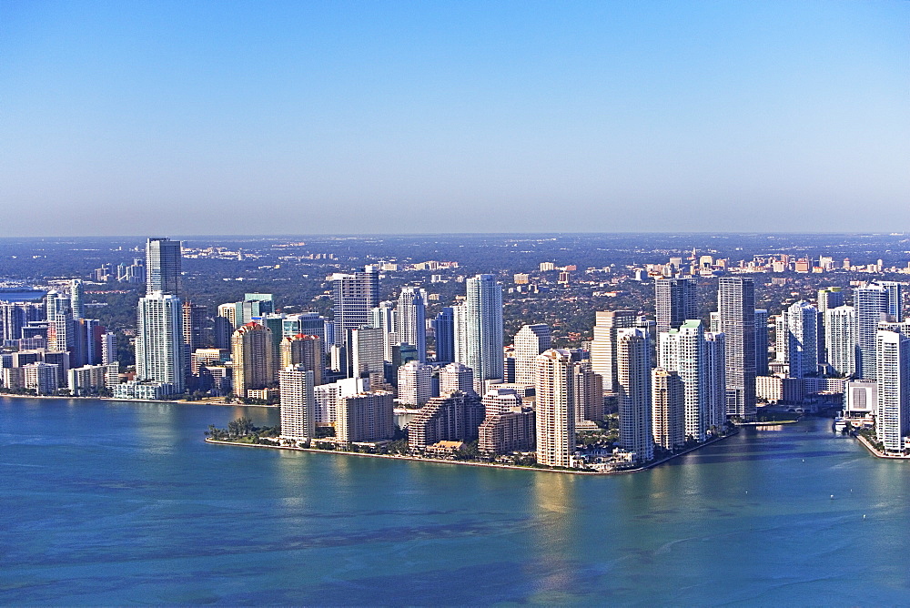 Aerial view of waterfront city