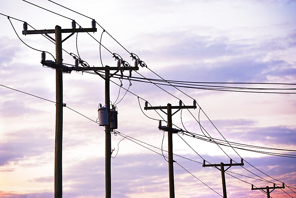 Communication towers and power line