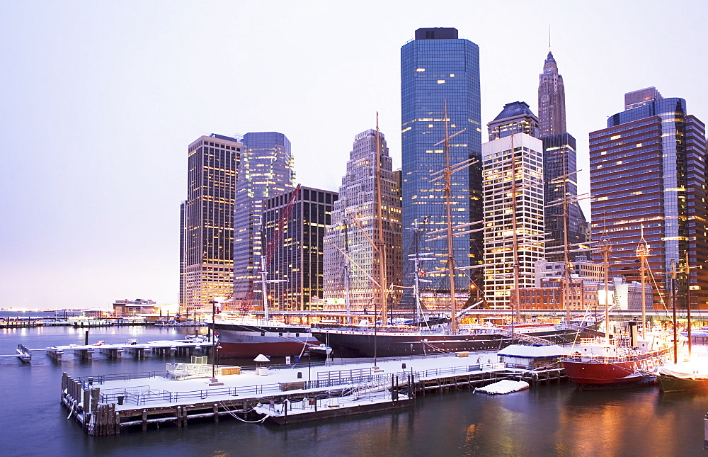 Manhattan seaport at dusk