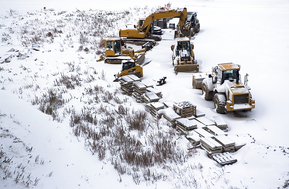 Construction site in winter