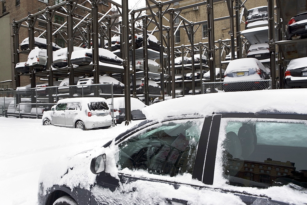 Car lot in winter