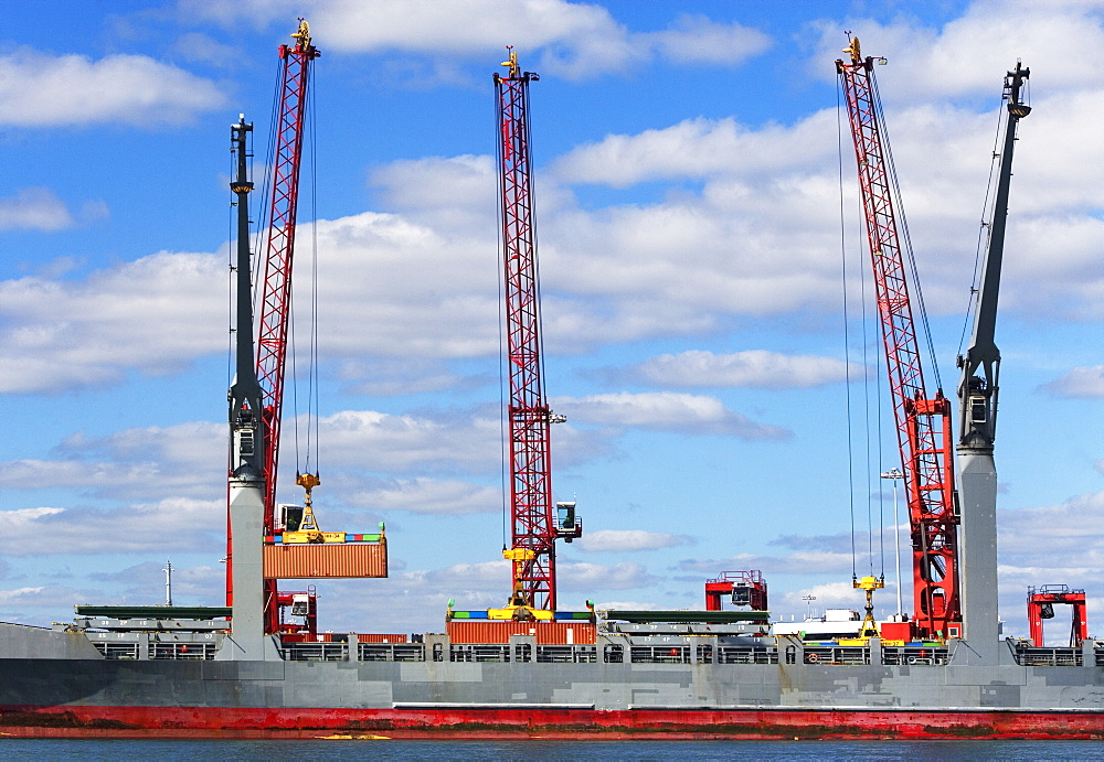 Cranes on cargo ship