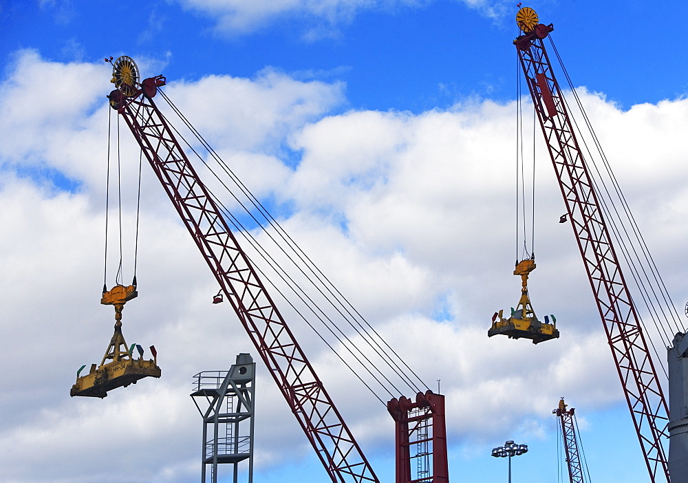 Cranes lifting cargo