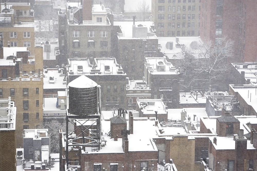 Urban rooftops in winter