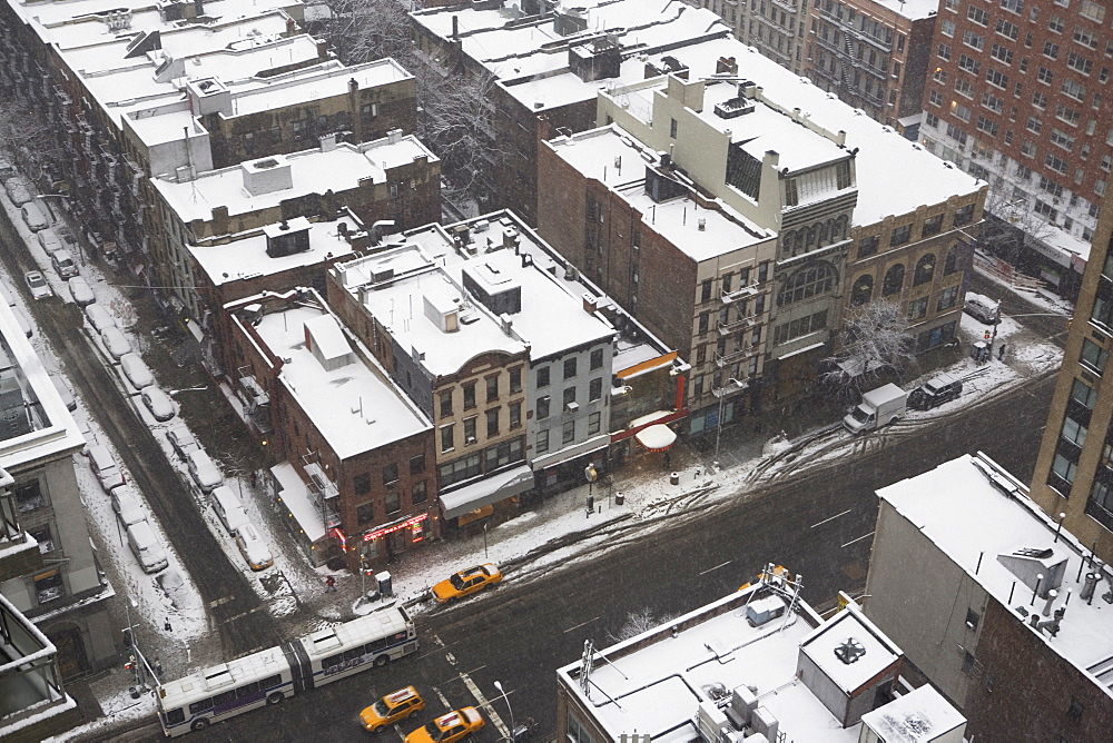 Urban rooftops in winter