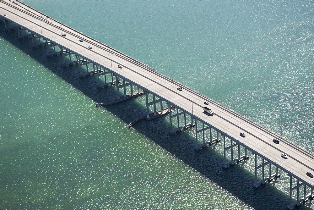 USA, Florida, Miami, Aerial view of Port of Miami Bridge