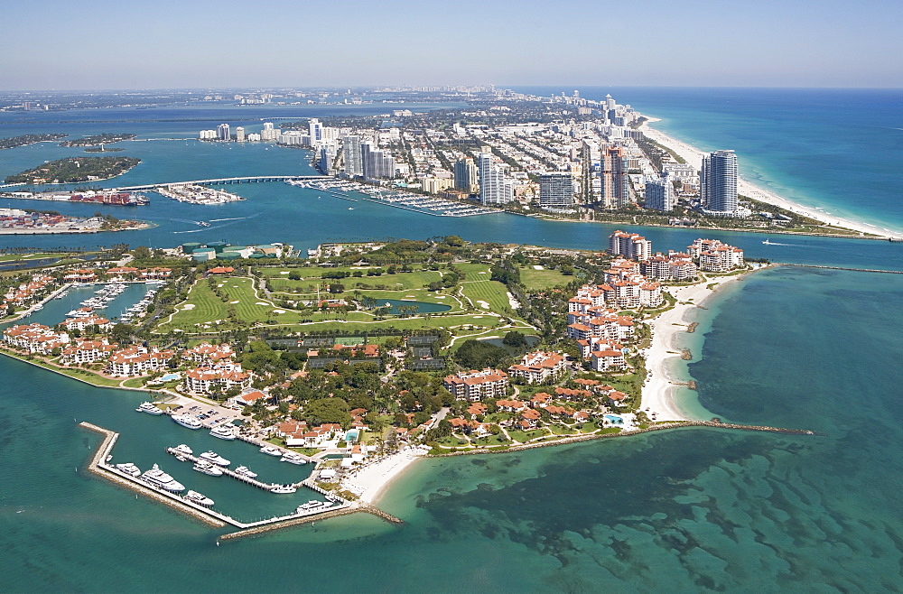 USA, Florida, Miami skyline as seen from air