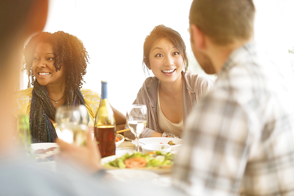 Group of friends enjoying dinner party