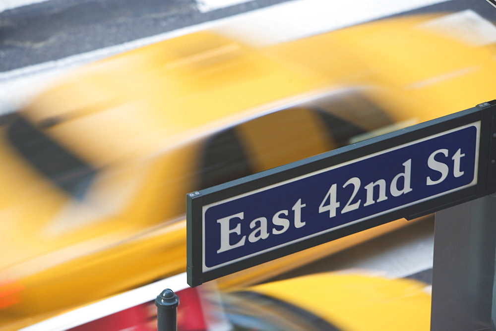 USA, New York City, Manhattan, Road direction sign on 42nd Street