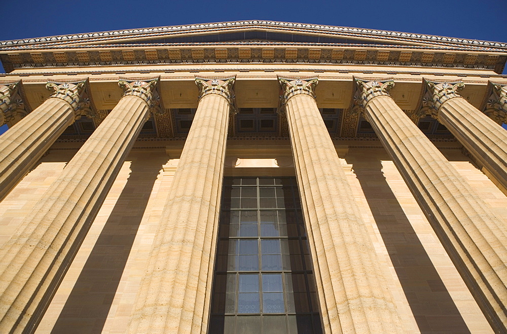 USA, Pennsylvania, Philadelphia, low angle view of Philadelphia Museum Of Art facade