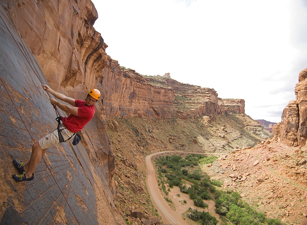 Man rock climbing