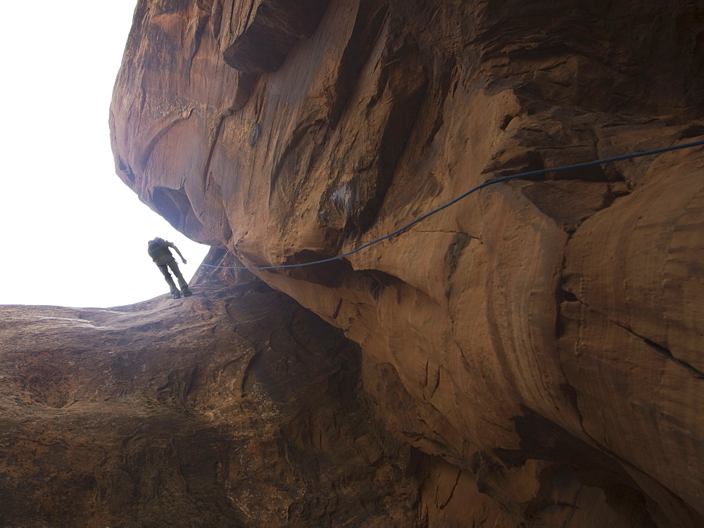 Person canyon rappelling