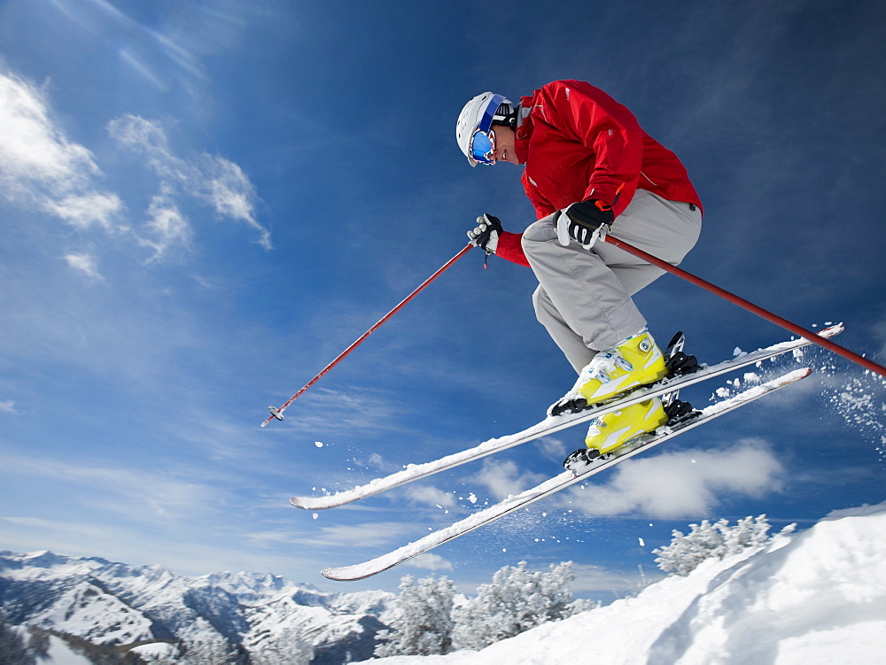 Man in air on skis