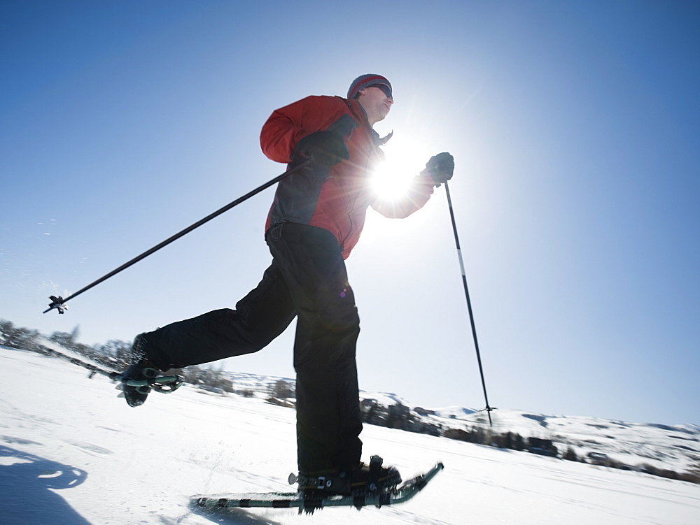 Man snow shoeing