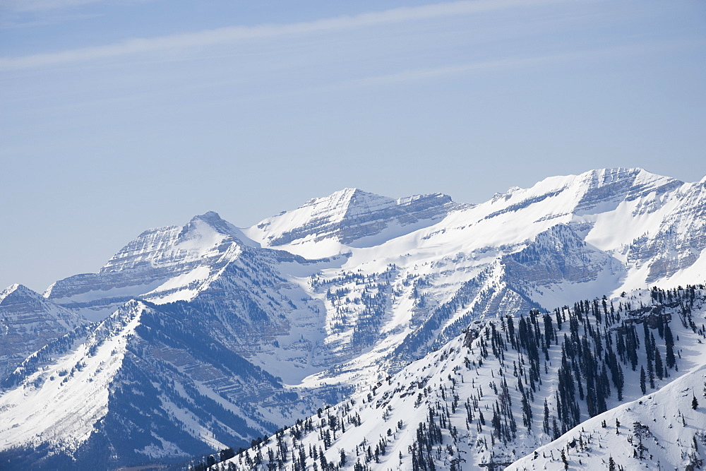 Snow covered mountains, Wasatch Mountains, Utah, United States