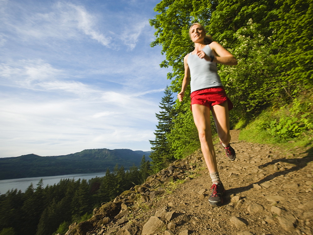 Runner on rocky trail