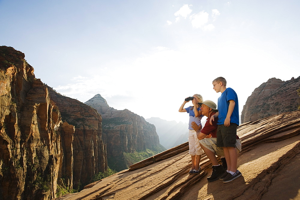 A father and his kids at Red Rock