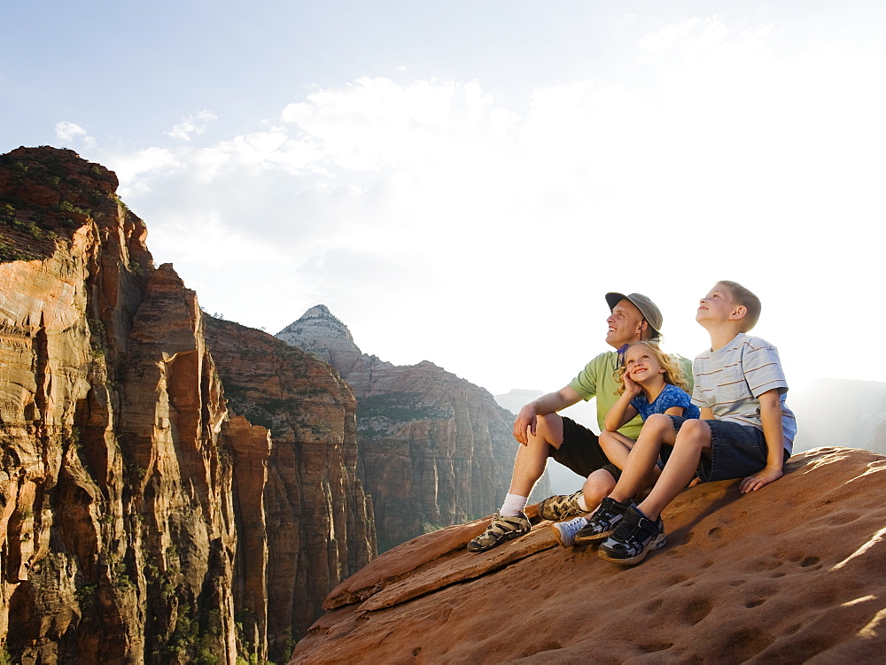 A father and kids at Red Rock