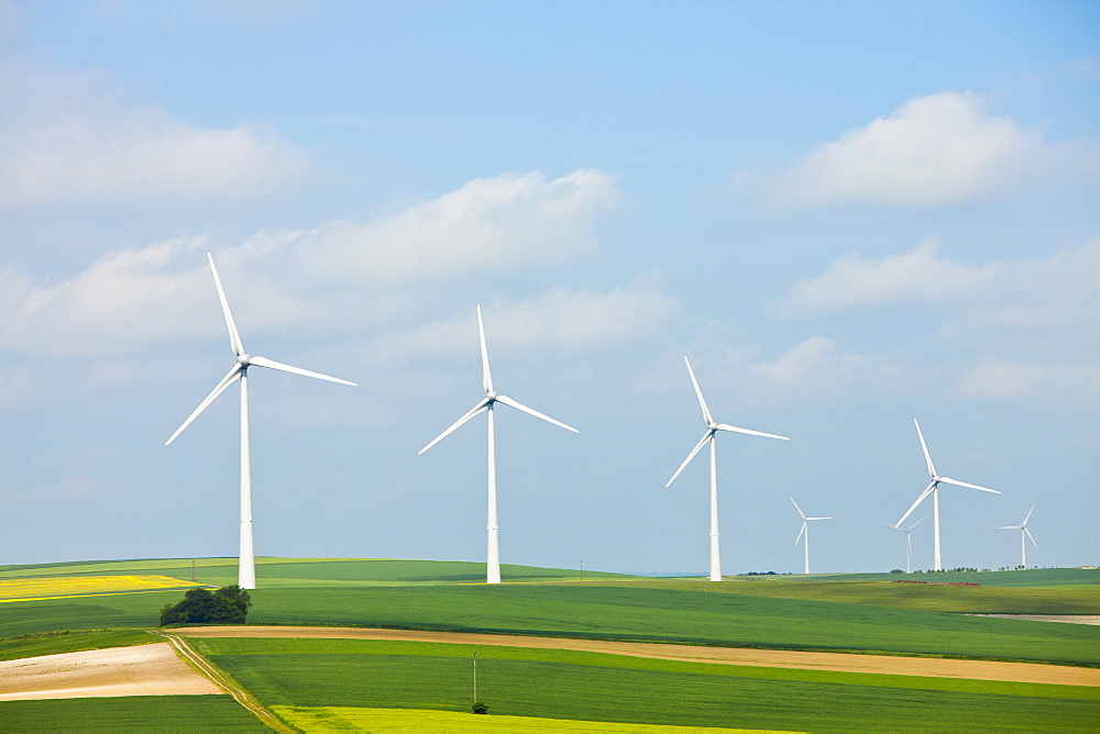France, Rocroi, Wind turbines on fields, France, Rocroi