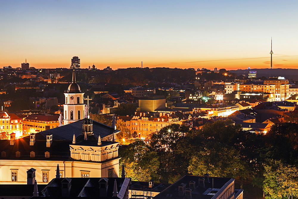 View of Cathedral Basilica of St Stanislaus and Vladislaus and old town, Lithuania