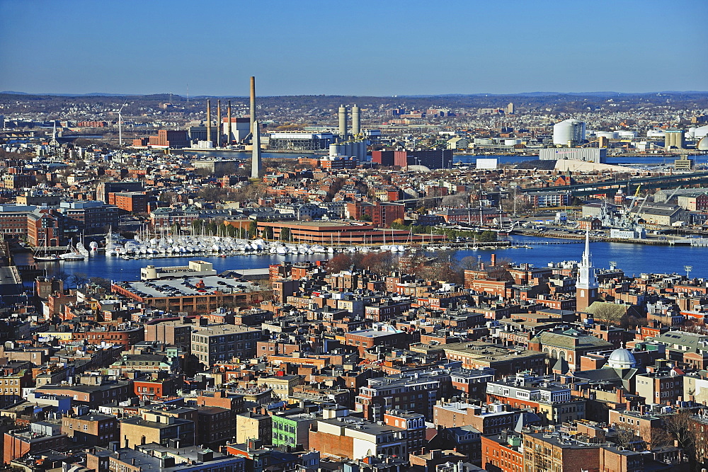 Aerial view of North End and Charlestown areas of Boston, Boston, Massachusetts