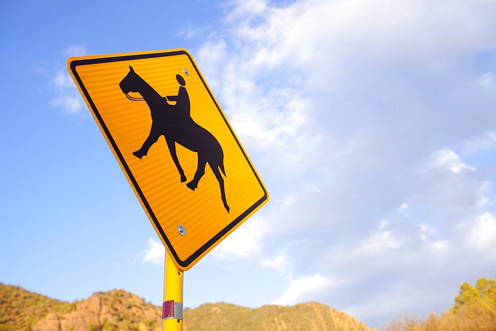 Low angle view of road sign, Colorado