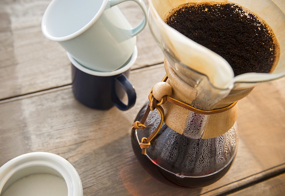 Studio Shot of coffee pot and filter