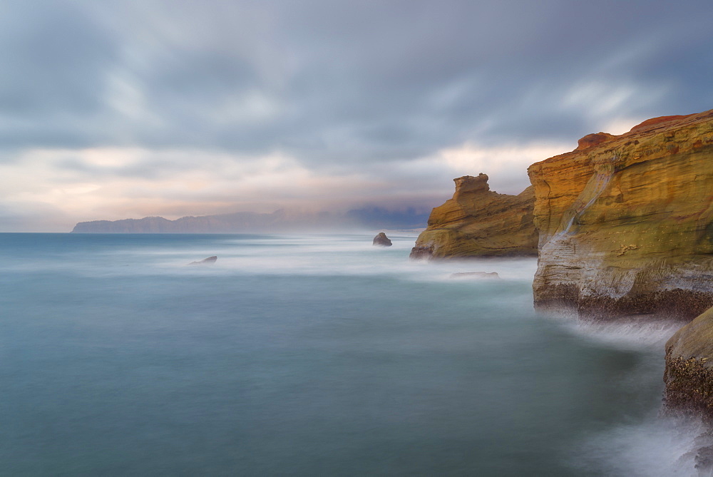Scenic view of cliffs along coastline, Cape Kiwanda, Oregon