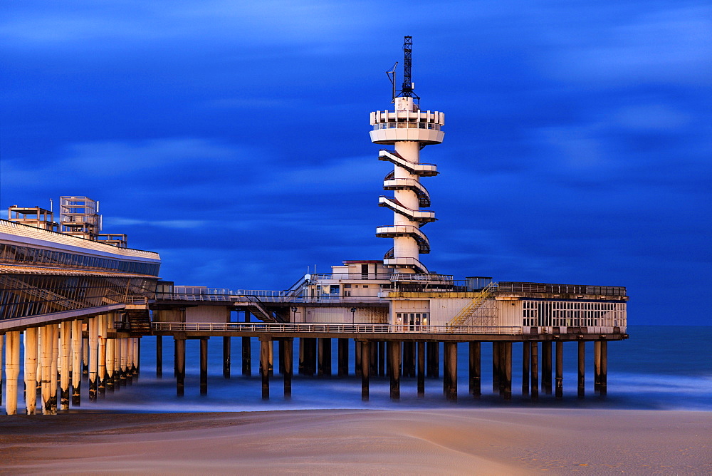 View of Scheveningen Pier at sunset, Scheveningen Pier, Scheveningen, The Hague, Netherlands