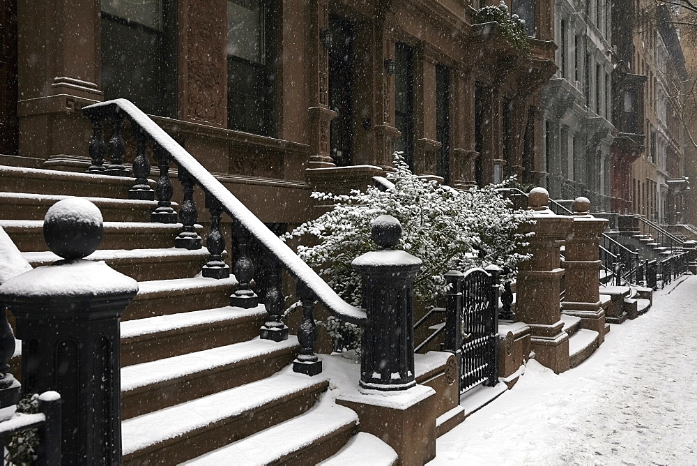 Row houses in winter, New York City, New York,USA